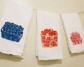 Set of Three Berry Flour Sack Dish Towels