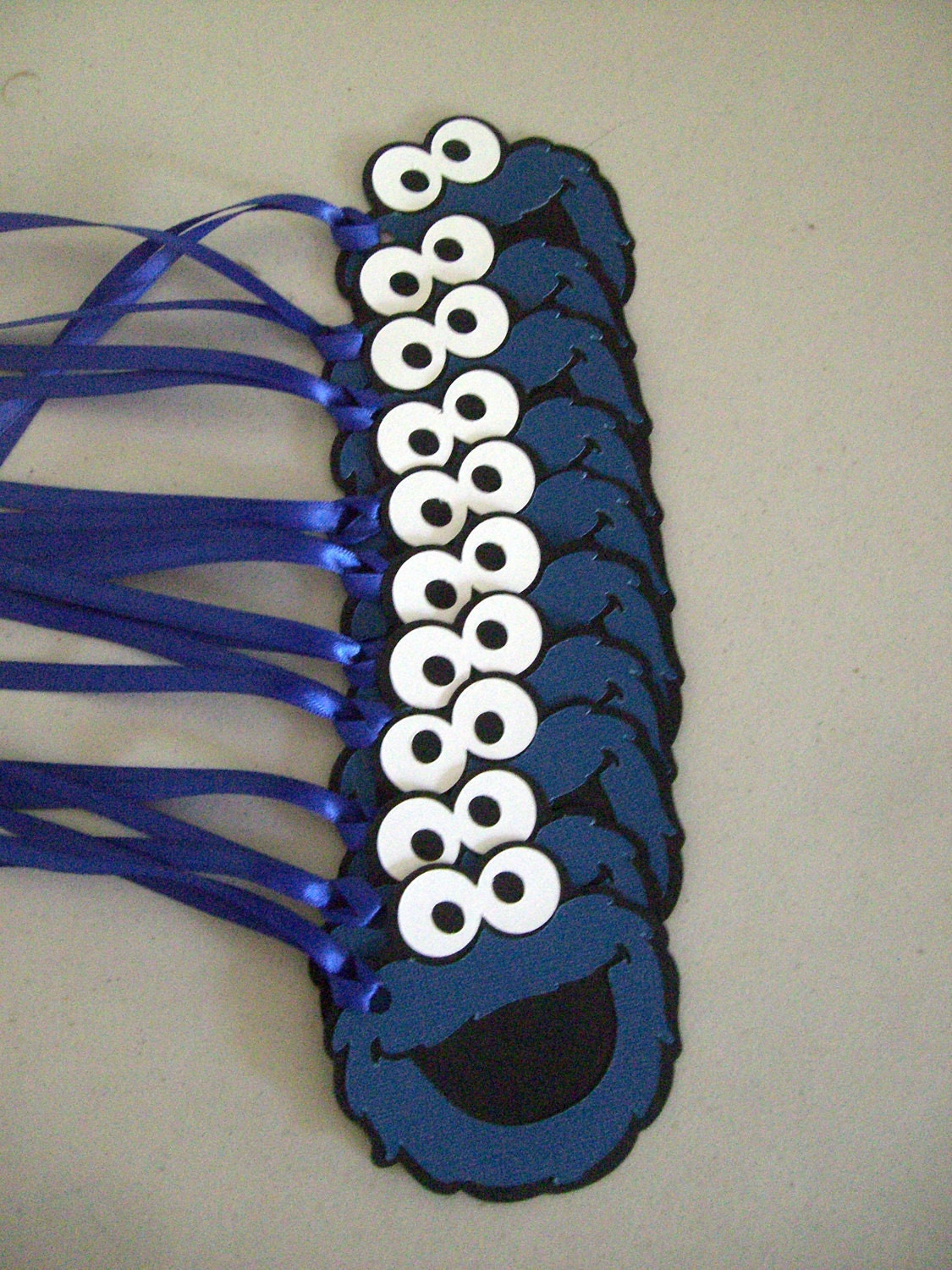 Cookie Monster Favor Tags - Set of 12 - With Ribbon - Pick Your Color