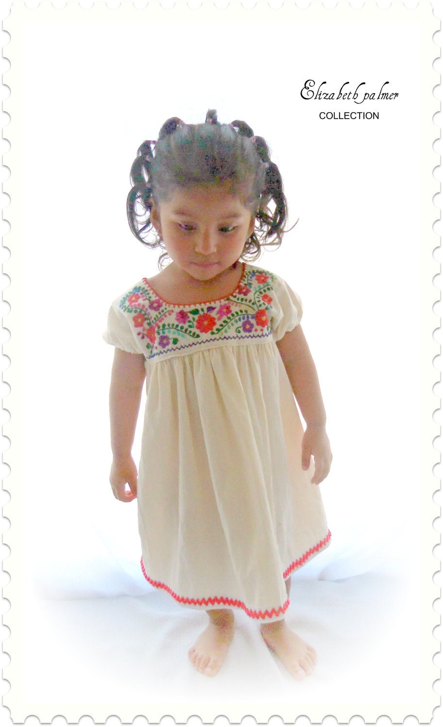 Emily  Mexican Handmade Embroidered Pure cotton Baby Dress