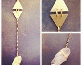 Geometric Triangle Necklace Crystal Quartz Pendant