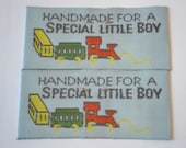 Label or tag for handmade item "handmade for a special little boy" commercial notions, 99 cents shipping