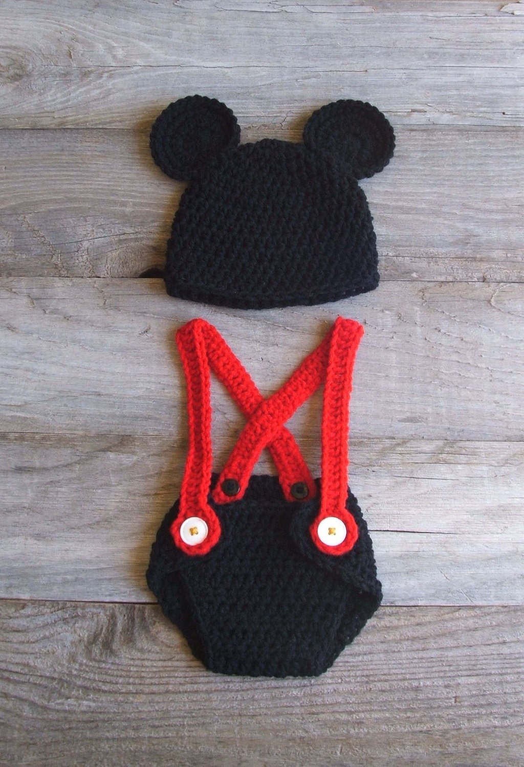 Mickey Mouse Inspired Diaper Cover & Hat Set, Newborn - 3 Months