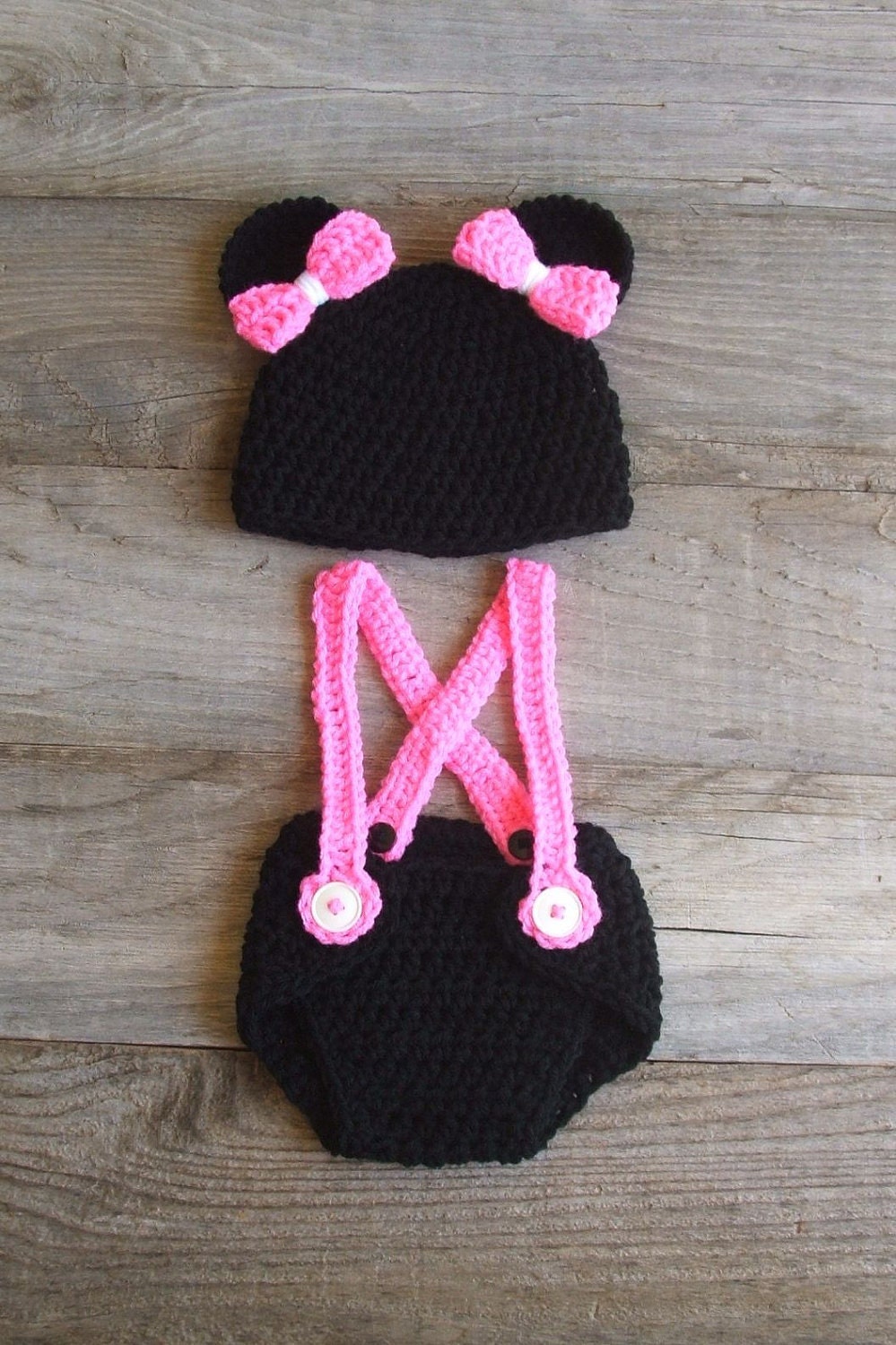 Mickey Mouse Inspired Diaper Cover & Hat Set, Newborn - 3 Months