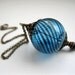Witch Ball in Brass and Ocean Blue. Wee Portable Spirit Catcher. Glass Ornament. Pagan Wicca