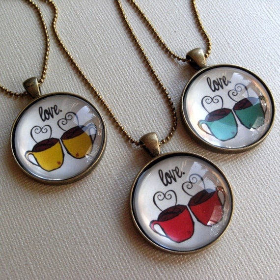 Coffee Love - Mustard Yellow - Wearable Art Necklace