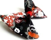 Black, Red and White Floral Rockabilly Hair Bow Clip