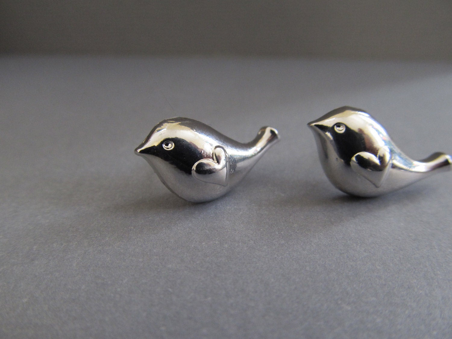 Silver Love Bird Stud Earrings