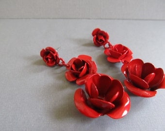 Red Rose Earrings