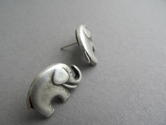 Baby Silver Elephant Stud Earrings