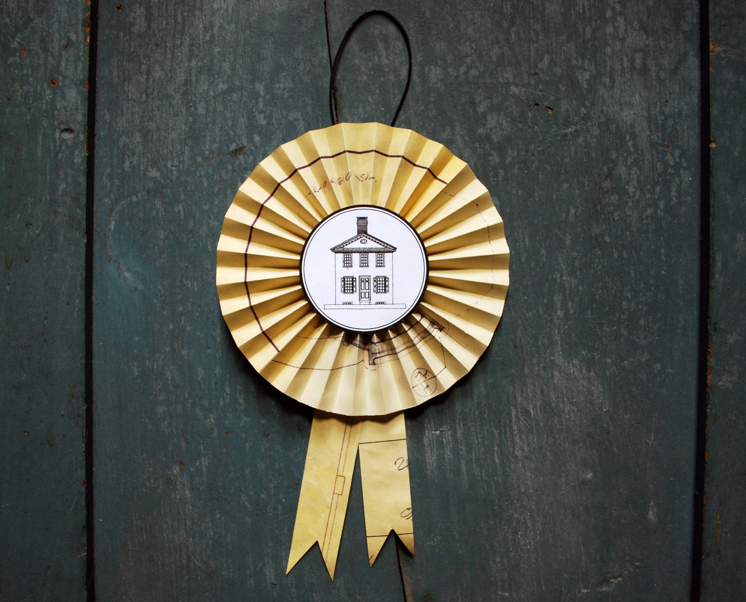 House Warming Gift - Paper Goods, Origami Rosette, Architectural Blue Prints, Award, Ornament or Medallion
