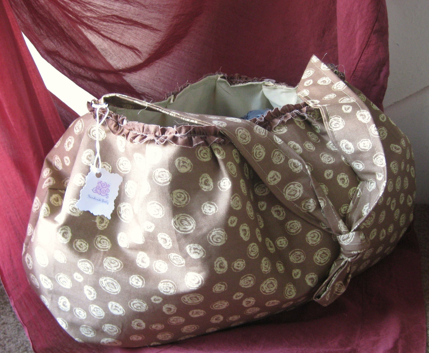 Brown and Light Yellow Hobo Style Purse