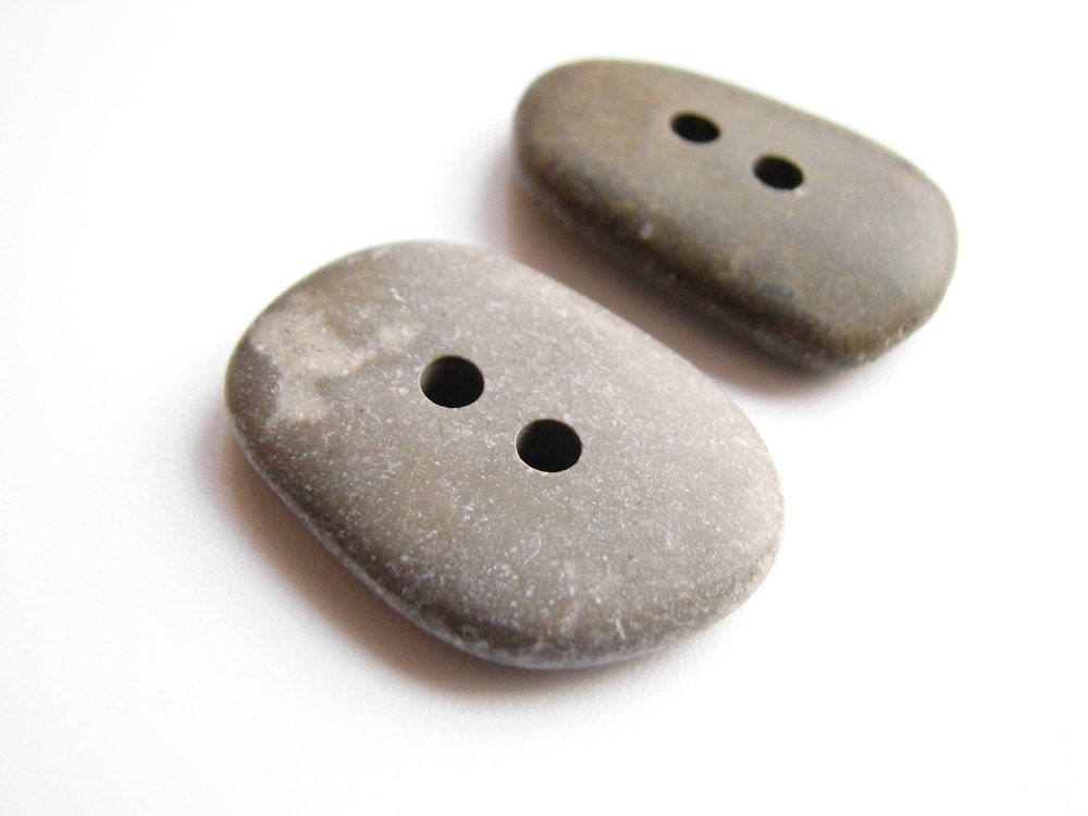 Stone Buttons - Drilled Beach Pebles