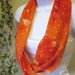 Bright Orange Infinity Scarf White Paint Splash Design Handmade Fashion by Thimbledoodle