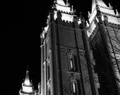 Salt Lake City Temple Photograph - Black and White Abstract LDS Mormon - 8x10 Fine Art Photo Print - Salt Lake Temple at Night