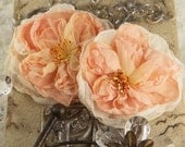 Parfait Collection -  Peche 547202 -  2 pcs Sheer silk fabric flowers with stamen  peach colored