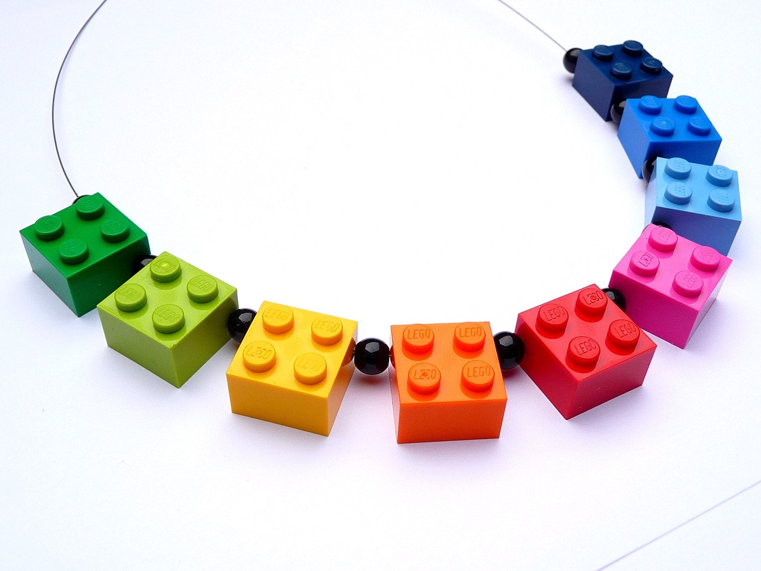 Upcycling Necklace  - play with me - RAINBOW  made with genuine LEGO(r) bricks
