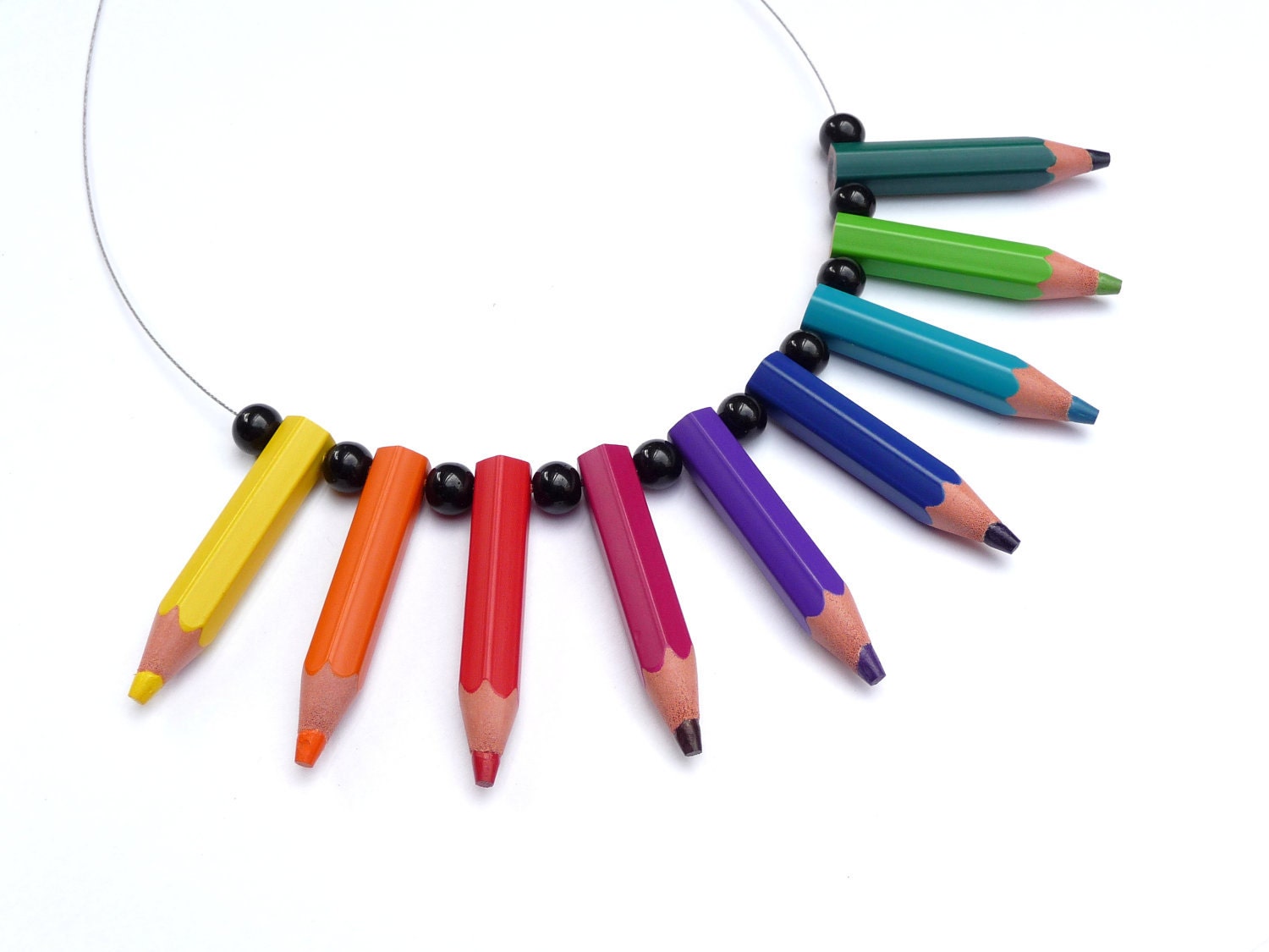 Upcycling Necklace - pencilmania - Rainbow - Made with genuine color pencils