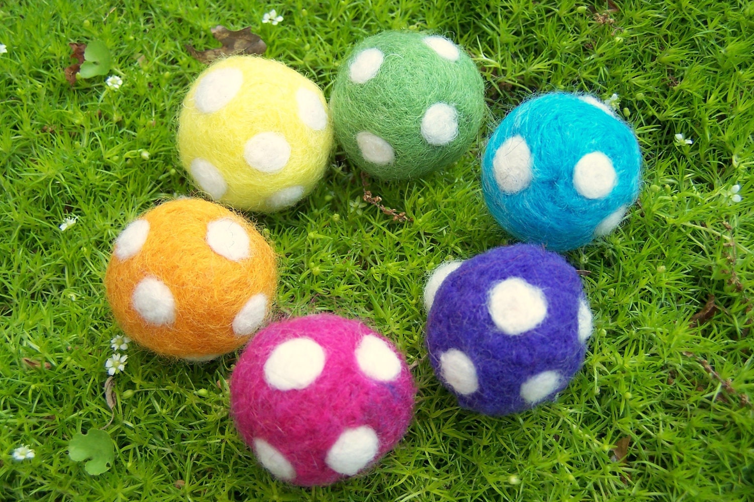 Rainbow Set of Needle Felted Wool Toadstools - 6 - MADE TO ORDER