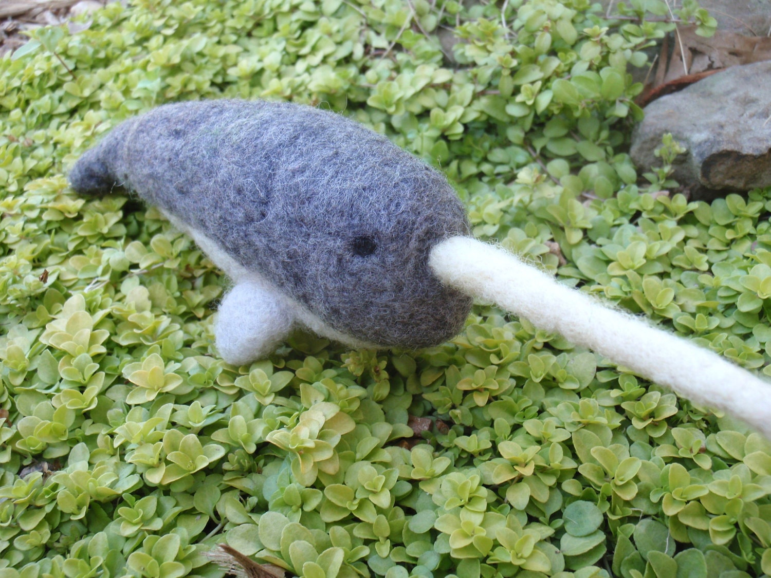 Uno the Needle Felted Wool Narwhal - MADE TO ORDER