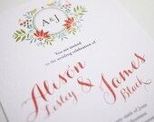 Floral Wreath Monogram Wedding Invitation Printable Template