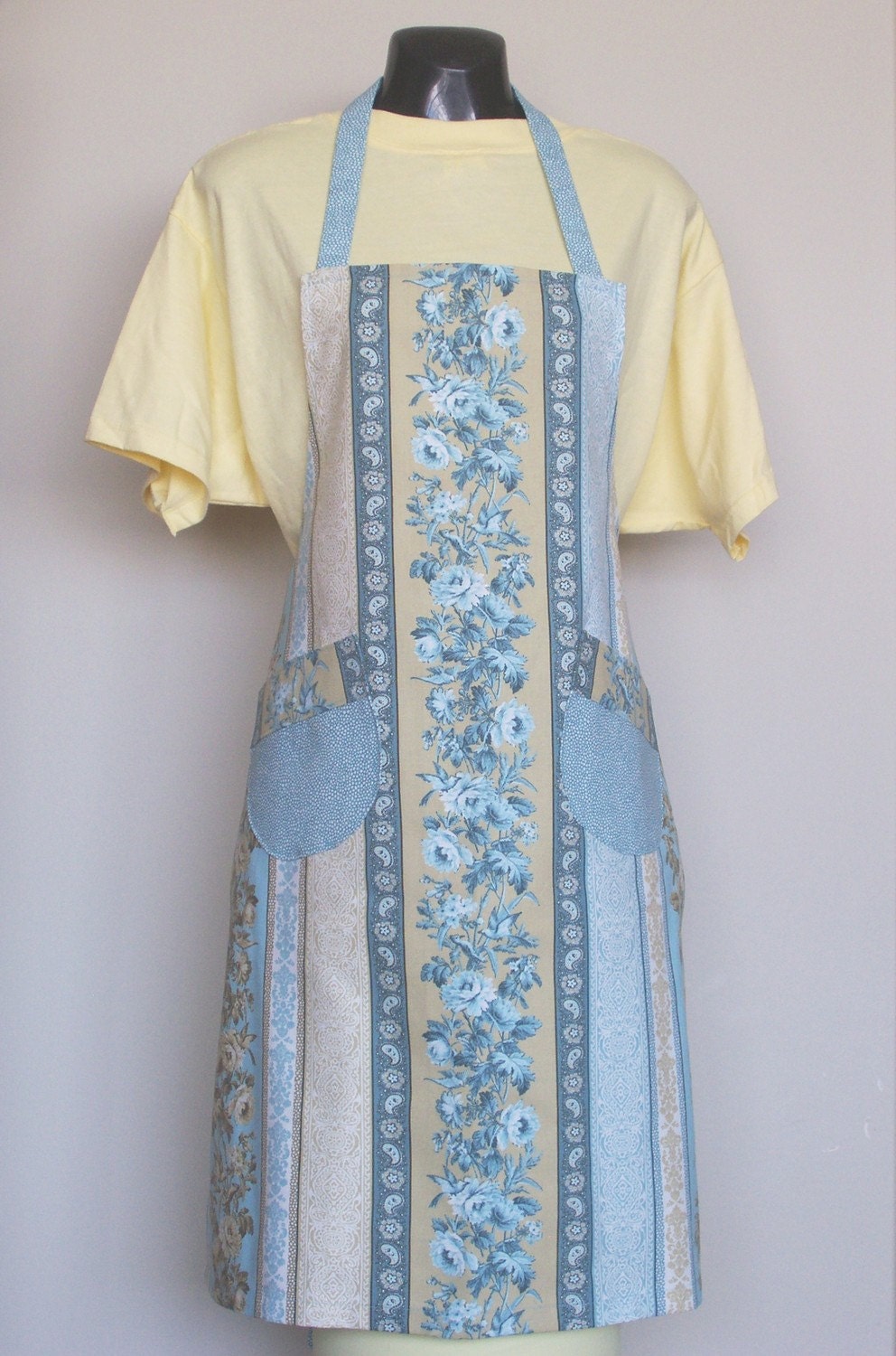 Aqua Floral Chef Style Apron