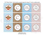 PRINTABLE Sock Monkey Printable Cupcake Toppers or Favor Tags DIY