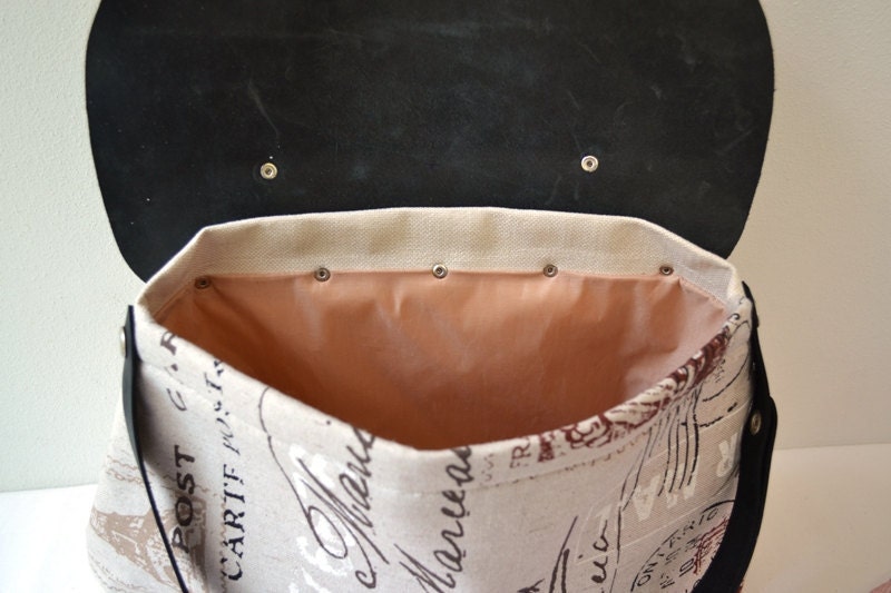 Postcard Printed Cotton - Canvas - Leather Messenger, Handbag, Shoulder Bag, Portfolio, Notebook, Netbook Bag, School Bag...