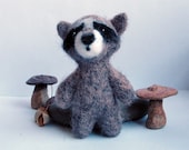 Needle felted raccoon