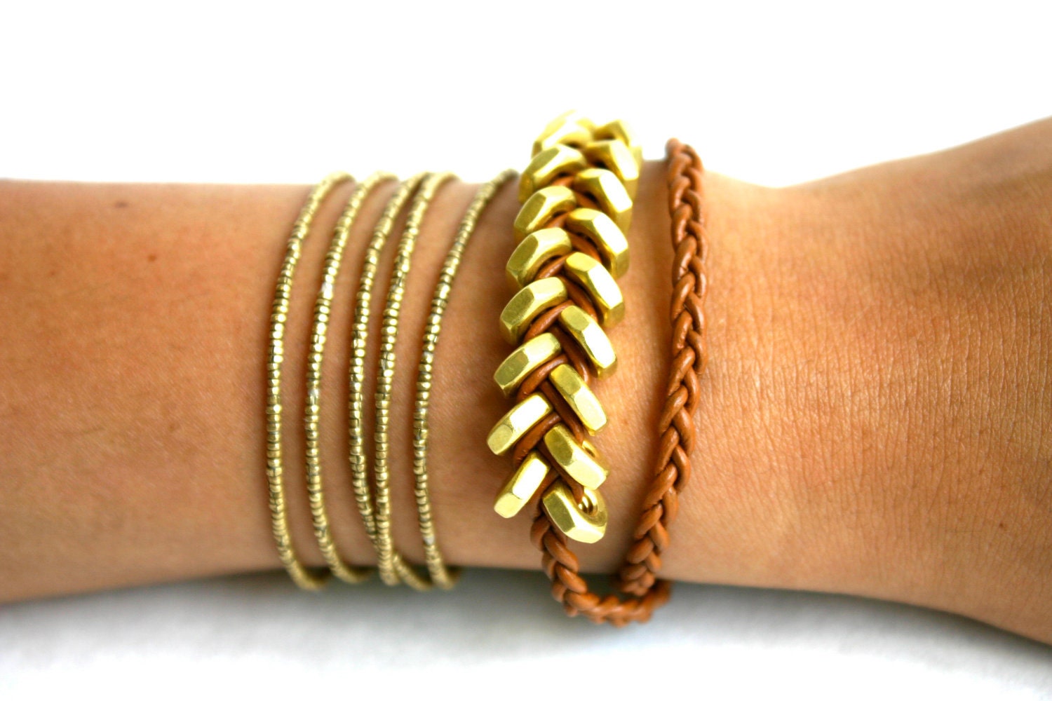 LUXLA Indian Leather Hex Bracelet