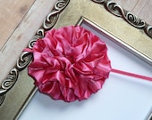 Flower Headband - Baby Flower Headband - Girl Flower Headband - Shocking Pink Satin Fabric Puff