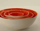 Tangerine and White Nesting Bowls