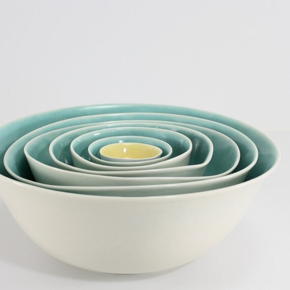 7 pc. Nesting Set in Sea and Butter