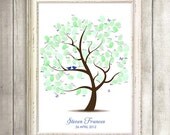 flutterby baby fingerprint guest book tree - printable file