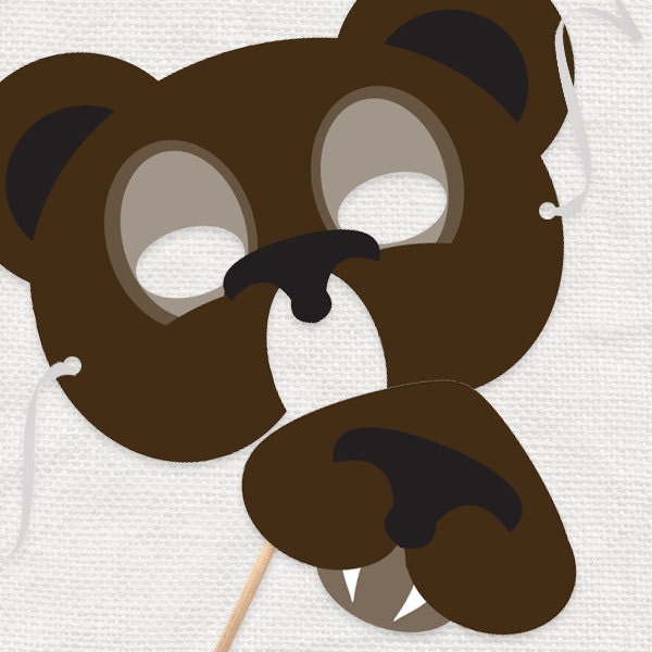 DIY halloween party costume mask - grizzly bear - printable file