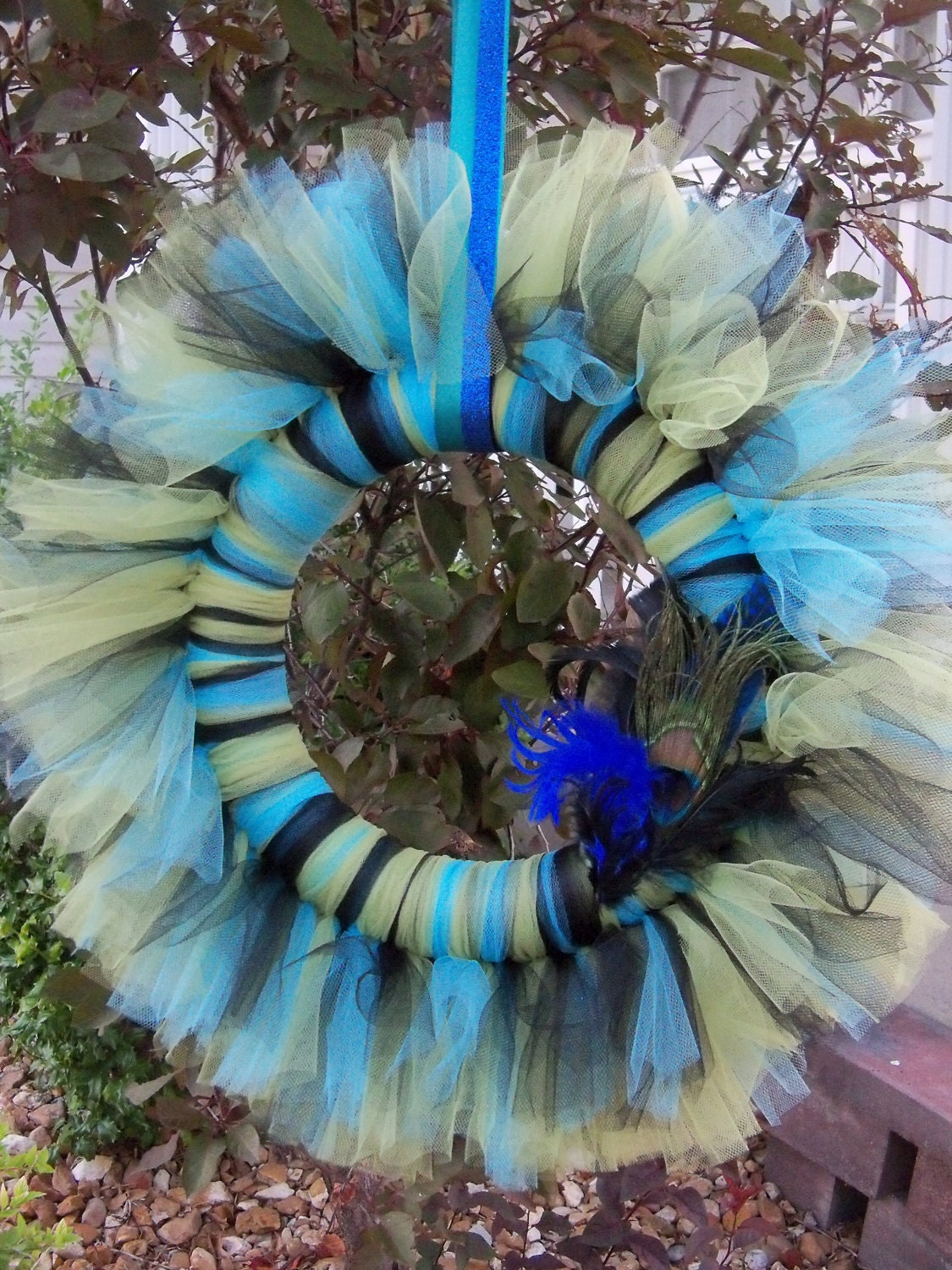 Beautiful PEACOCK Inspired TULLE WREATH