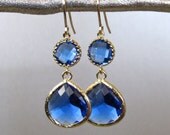 Sapphire Blue Delight Gold Earrings