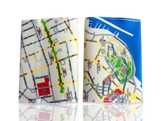 TEL AVIV MAP passport cover passport holder passport case for travellers printed fabric