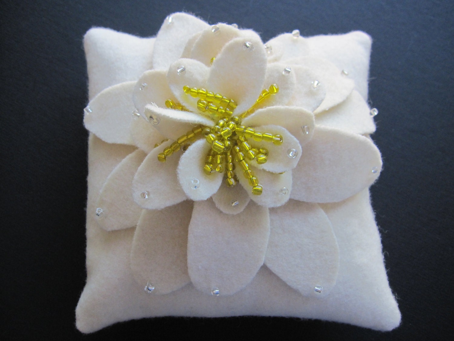 Ring Bearer Pillow Set Wedding Flower Girl Basket Ivory Yellow