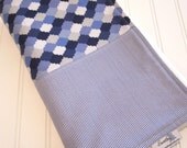 SALE/Baby Blanket/Fez in Indigo/Vertical Stripes/Organic Cotton Fleece
