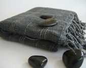 Vintage Turkish Bath Towel, BATH, peshtemal, throw, Special Pure Natural Soft Cotton, vintage style Dark Gray