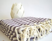Traditional Turkish Bath Towel: Peshtemal, Light and Thin Bath, Beach, Spa Towel, Dark Purple