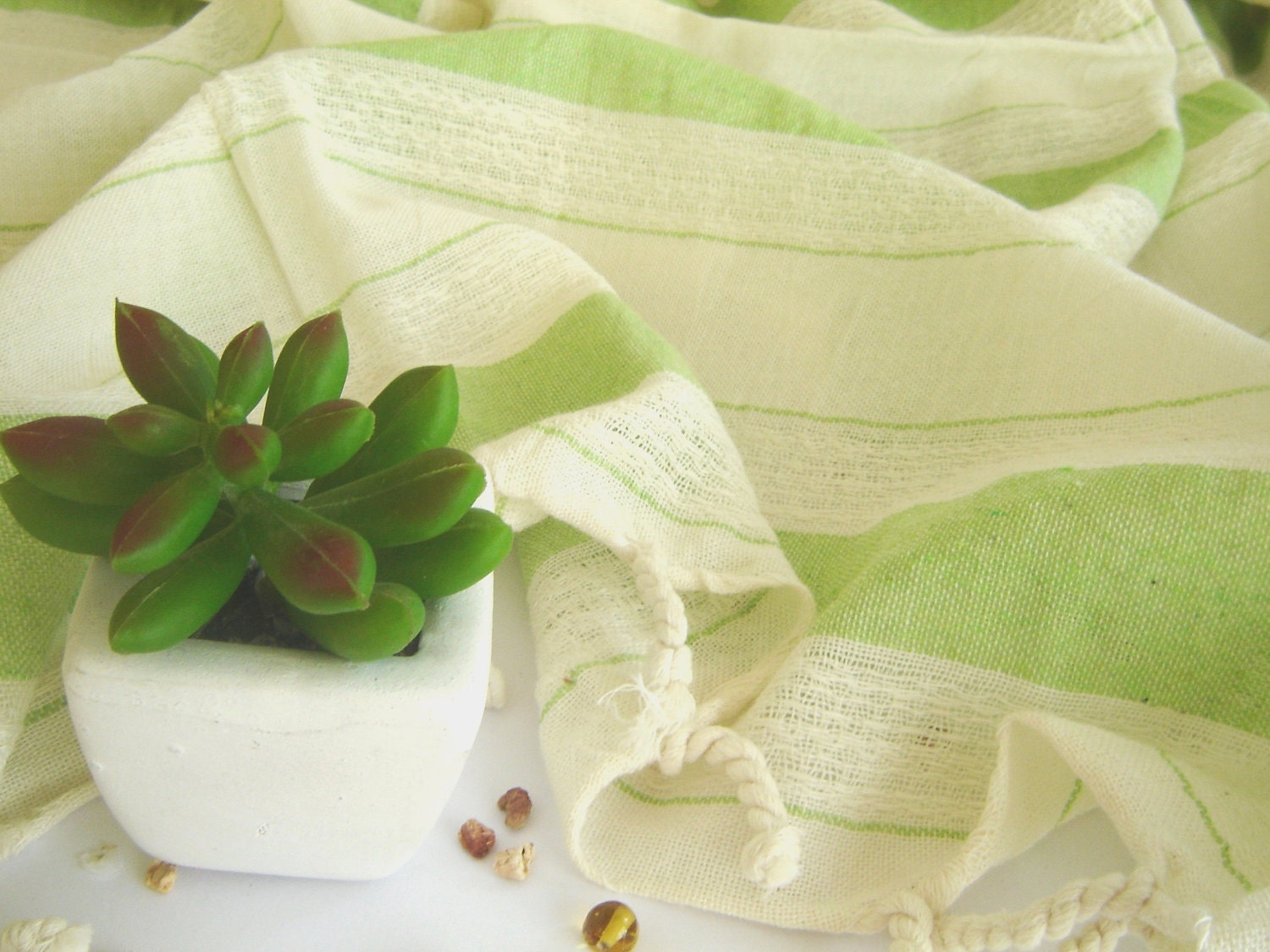 Turkish BATH and beach towel, Stylish Peshtemal, Soft %100 Cotton, Green