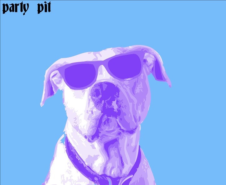 Dog Art animal art pet art illustration Print Party Pit