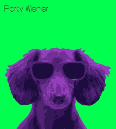 Dog Art Animal Print Pet Portrait Party Animal Dachshund Doxie Sunglasses