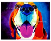 Colorful Pet Portrait Beagle Dog Art Print 8x10 by Alicia VanNoy Call