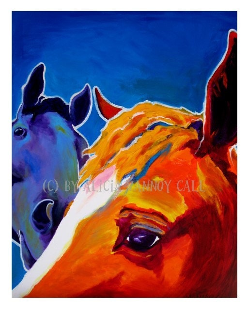 Colorful Humorous Horse Painting Print 8x10 by Alicia VanNoy Call