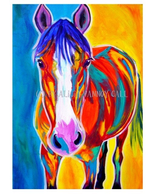 Colorful Horse Painting Print 8x10 by Alicia VanNoy Call