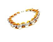 Chainmail Bracelet Anodized Aluminum Orange And White