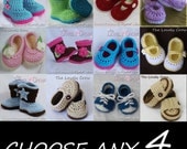 Baby Crochet Patterns  CHOOSE ANY FOUR patterns from The Lovely Crow