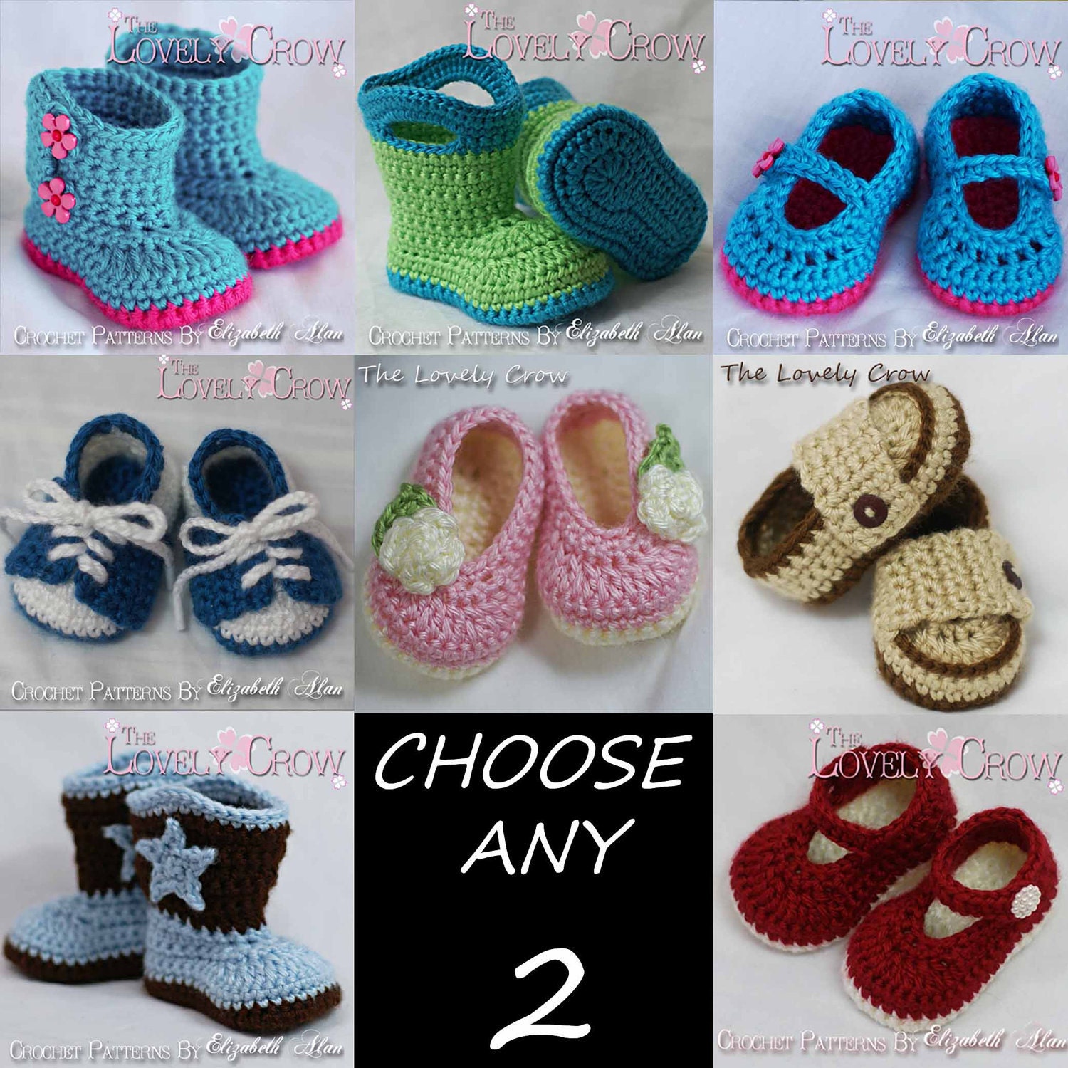 Toddler Crochet Patterns  CHOOSE ANY TWO patterns from The Lovely Crow